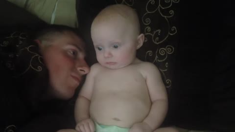 Funny baby reaction