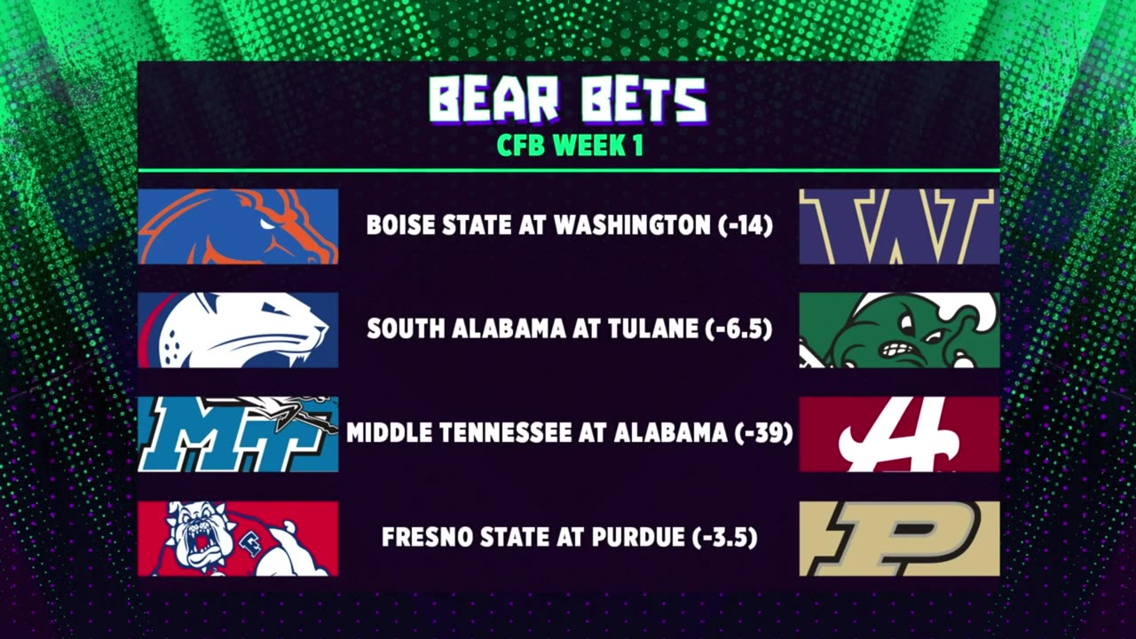 CFB Week 1: Bear's picks for Boise State-Washington and South Alabama-Tulane