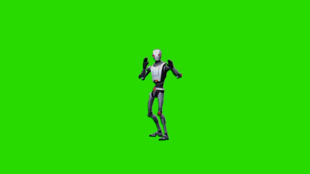 Robot dance green screen video |