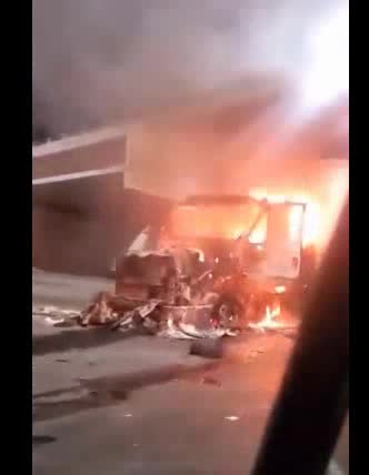 Attack? nearby the U.S. and Mexico border. 3 burning semis