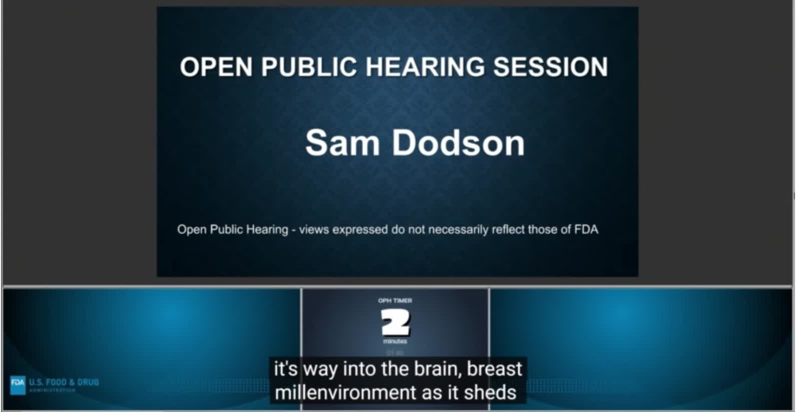 Sam Dodson At FDA Hearing