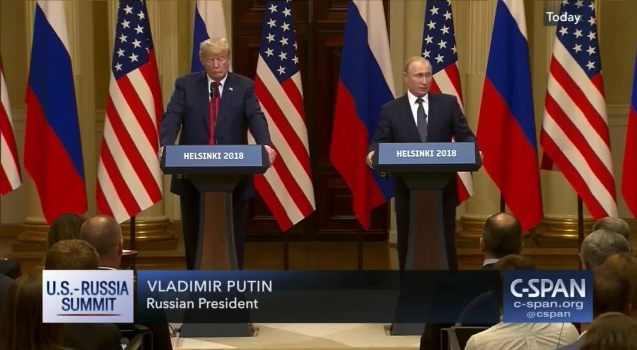 Putin gives Trump the soccer ball (2018)