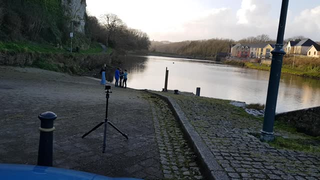 Pembroke castle. Riverside Sound of Ravens