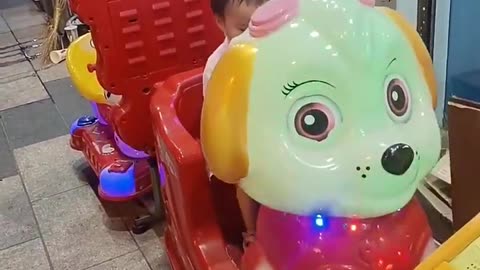 Toddler has so much fun with his dogmobile