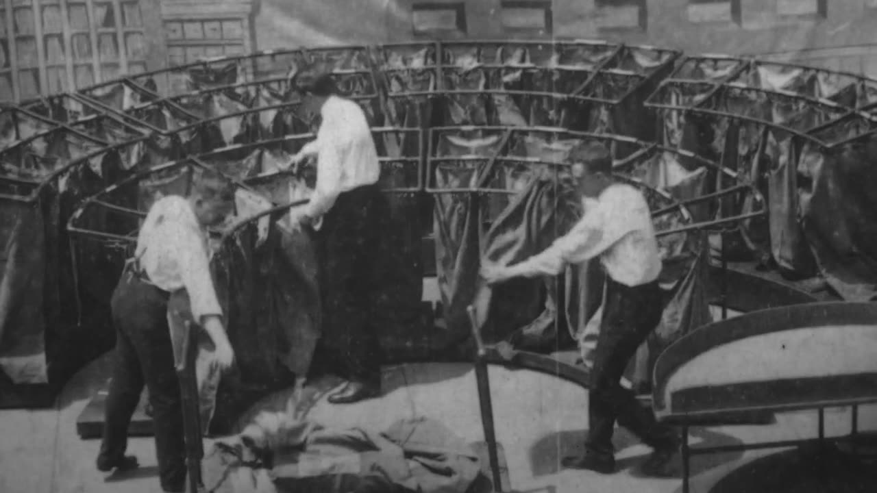 Tying Up Bags For Train, United States Post Office (1903 Original Black & White Film)