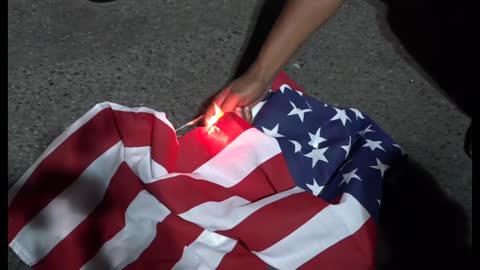 Left Wing Arsonists Burn American Flags At Portland Protests