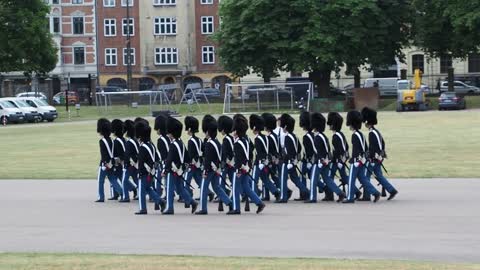 Synchronized marching soldiers