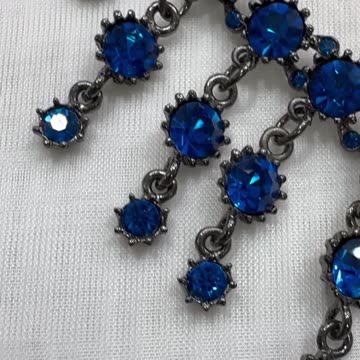 Gunmetal Plated Crystal Jewelry Set. Made with Swarovski Capri Blue. Gift. Party