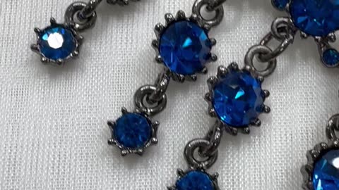 Gunmetal Plated Crystal Jewelry Set. Made with Swarovski Capri Blue. Gift. Party