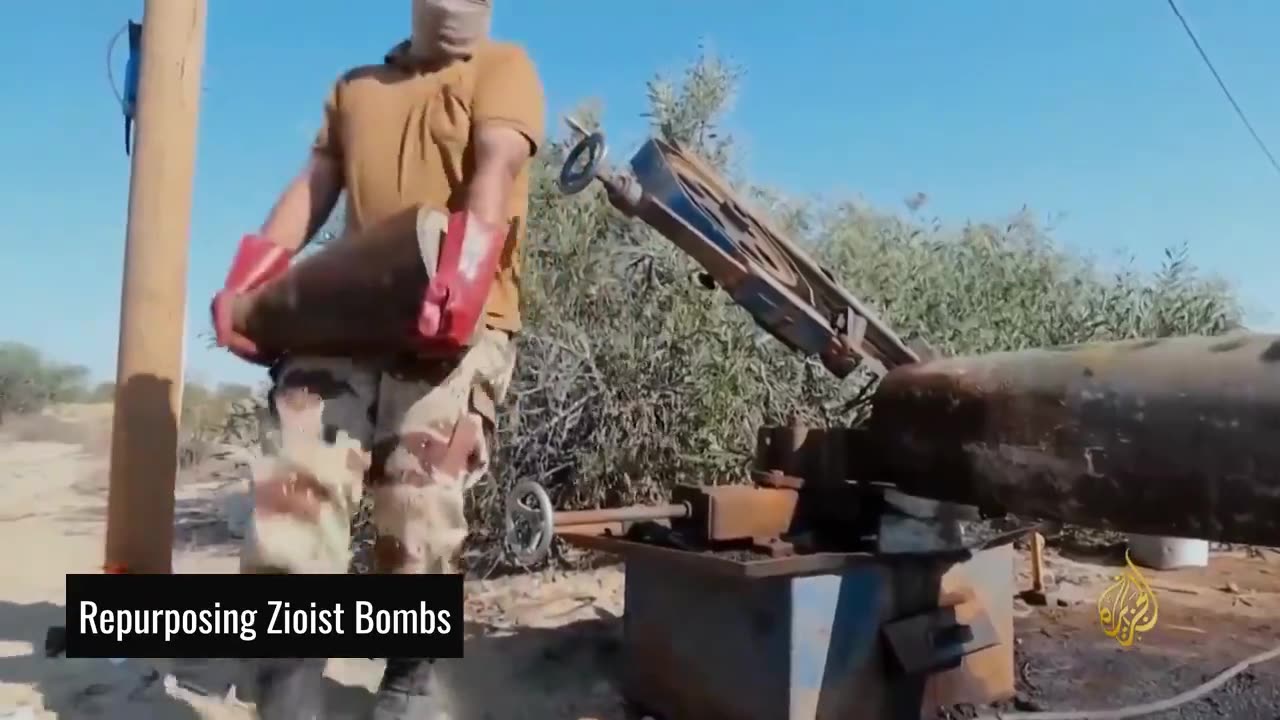 Qassam Brigades destroyed 5 Zionist tanks using two repurposed 2-ton rockets that the IOF fired