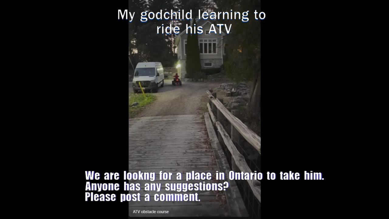 My godchild learning to ride his ATV