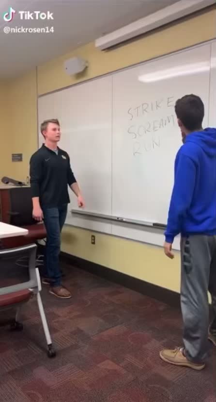 Strike scream and run