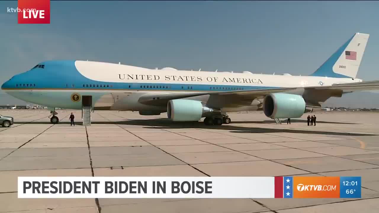 Big crowd of protesters gathers in Boise for President Biden's visit