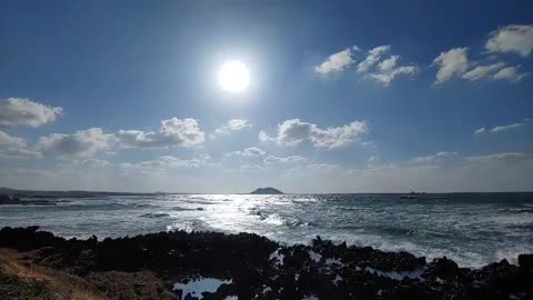 Blue horizon of jeju island