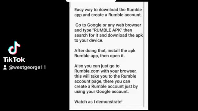 Showing my TikTok followers how to create a Rumble Account