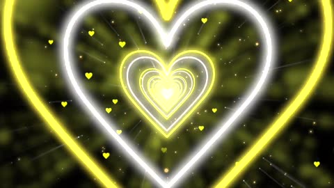 705. Heart Tunnel💛Yellow Love Heart Tunnel Background Video Loop Heart