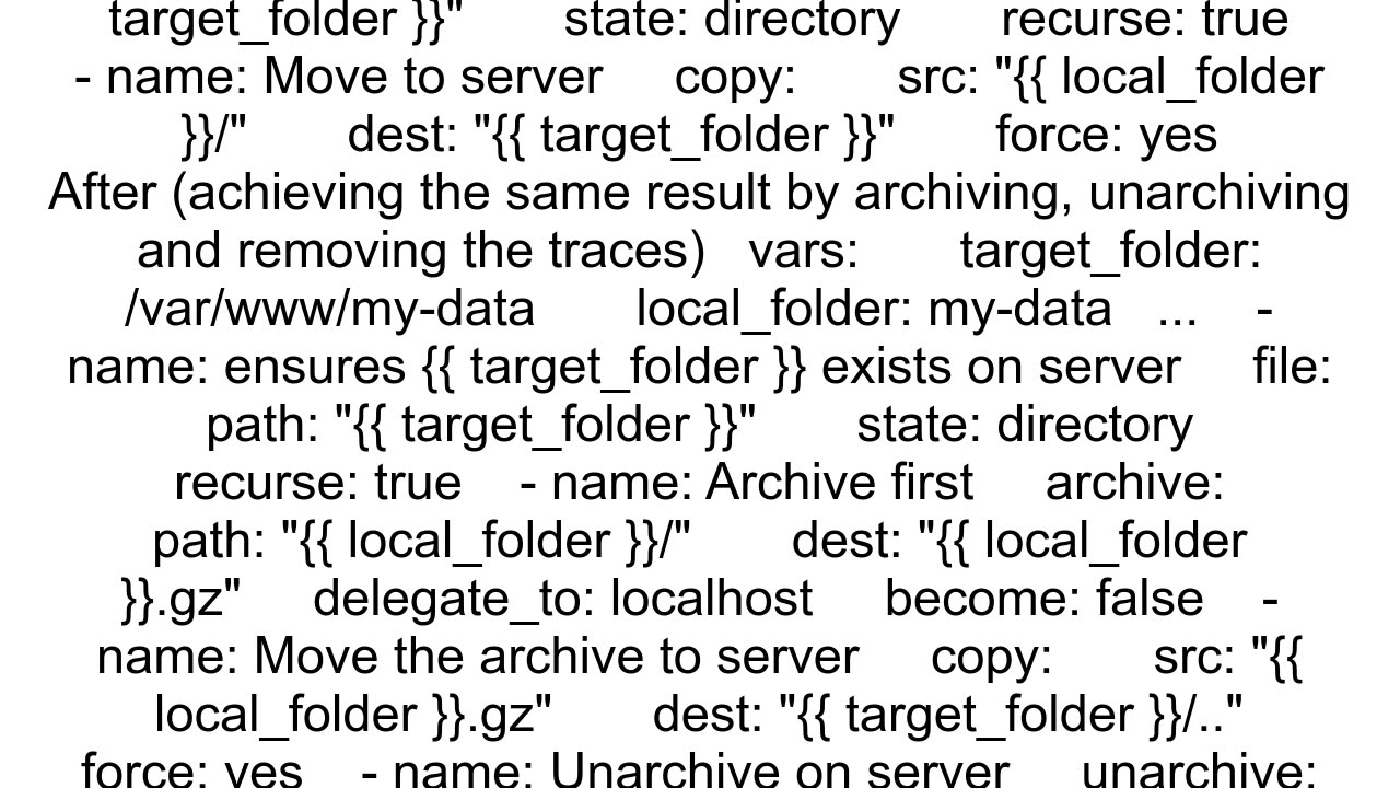 Ansible How to zip files in localhost before copying to remote