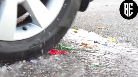Crushing Crunchy & Soft Things by Car! Experiment: Car vs Coca Cola, Pepsi, Water Balloons