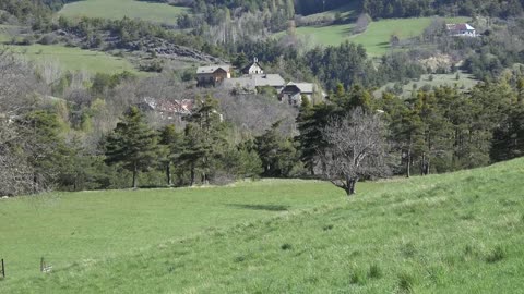 France Hamlet In Alps Near Barcelonette Zooms In