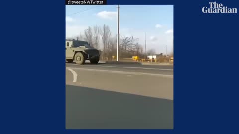 Video shows Ukrainian ‘tank man’ trying to block Russian military convoy