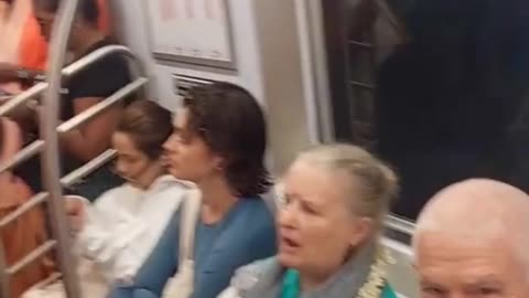 Harinam on the subway in New York City, USA June 2024
