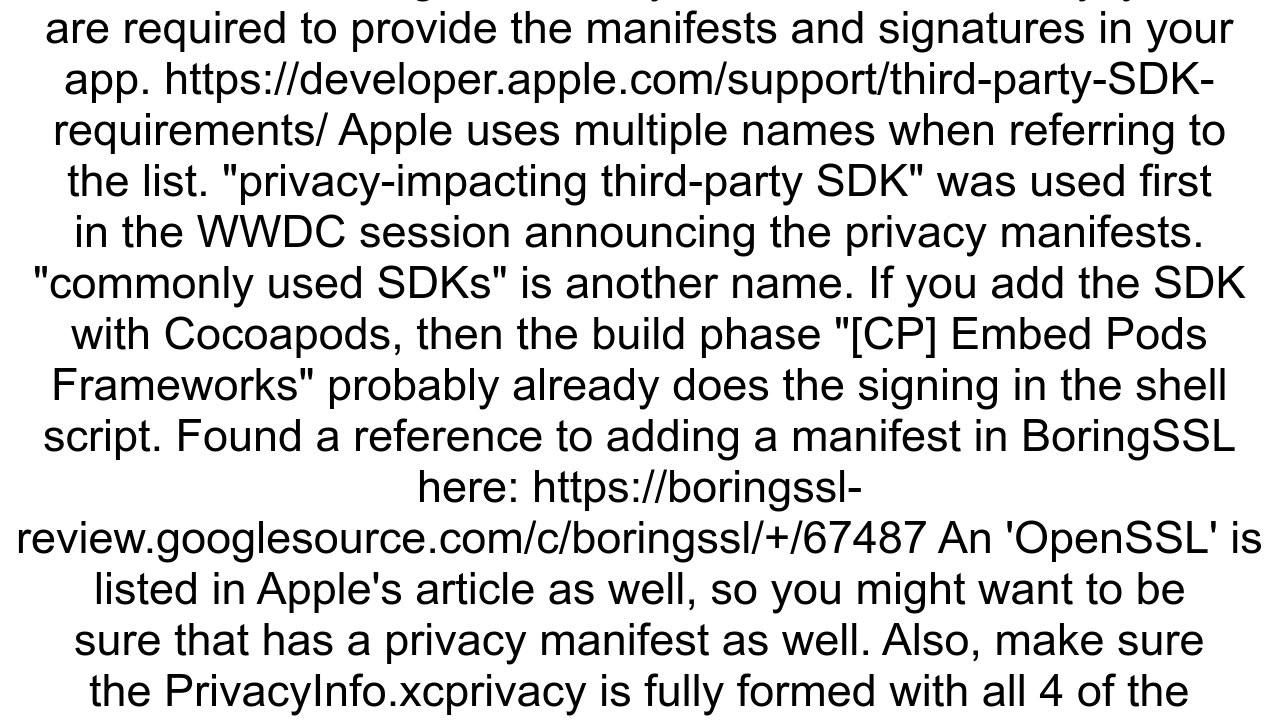 ITMS91065 Missing Signature in Privacy Impacting SDK