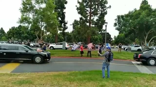 Cali Man Runs Along Side Joe’s Car w/ GIANT “Trump 2024” Flag