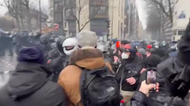 Paris France - Police send in their Nazi Swat team to beat up the protesters