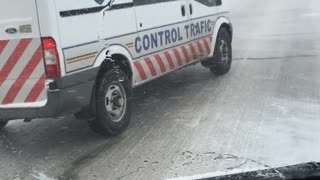 Traffic Control Car Has Hard Time on Ice