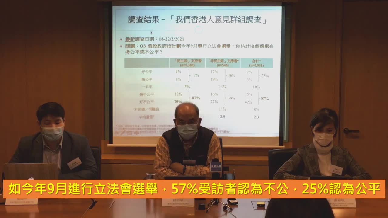 香港民研 2021 年 2 月 26 日發布會重點