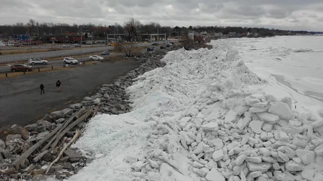 Icy Aerial Views of the Mountains of Lake Erie