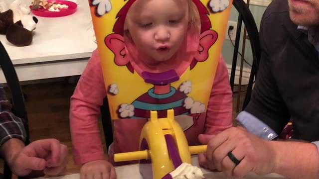 Little Girl has Hilarious reaction to Pie Face Game