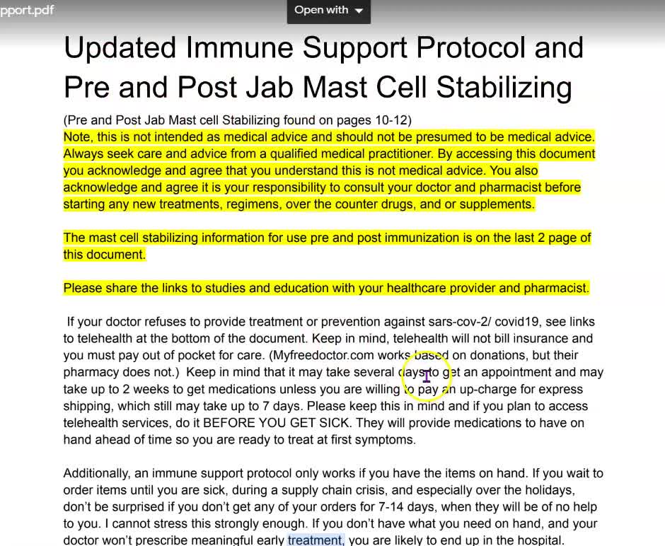 Rona protocol for the jabbed and un-jabbed