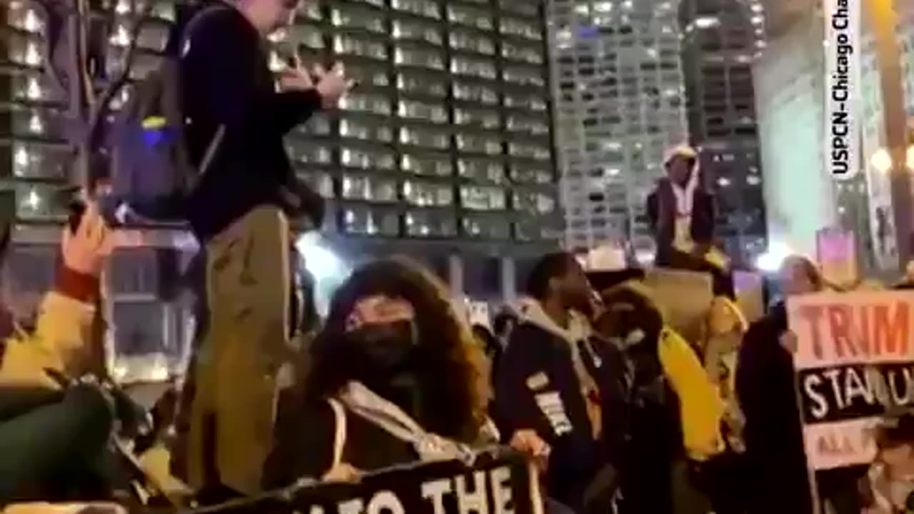 PROTESTERS GATHER AT TRUMP HOTEL IN CHICAGO AFTER RE-ELECTION