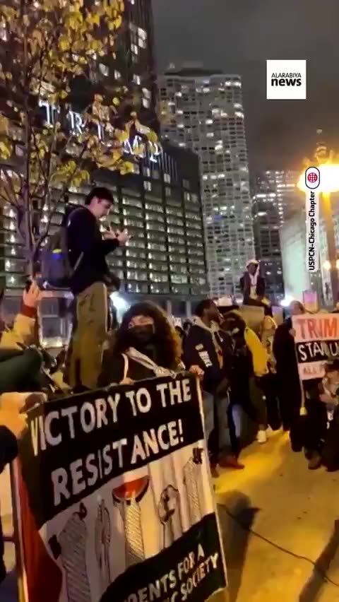 PROTESTERS GATHER AT TRUMP HOTEL IN CHICAGO AFTER RE-ELECTION
