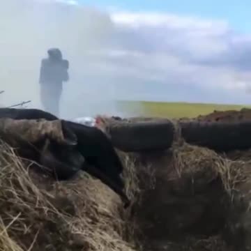 Ukrainian soldier fires a MANPADS missile at a Russian fighter jet