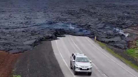 The road leading to the Icelandic town of Grindavik has become impassable after