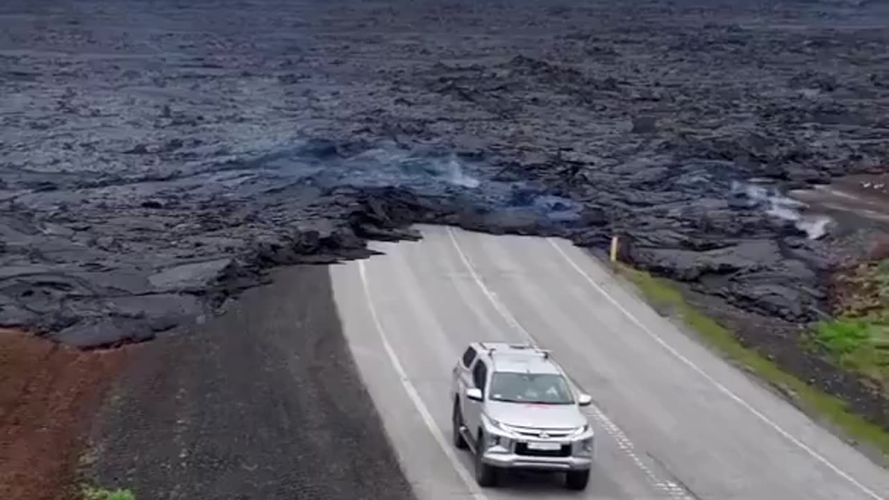 The road leading to the Icelandic town of Grindavik has become impassable after