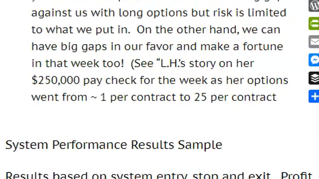 Options Weekly Paychecks System F