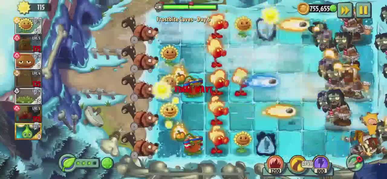 Plants vs Zombies 2 Frostbite Caves - Day 6