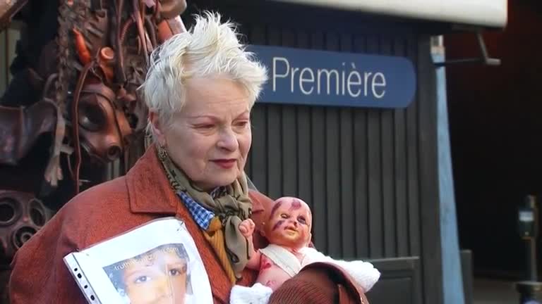 Vivienne Westwood shows off 'fracked baby' at protest