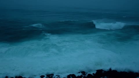 The typhoon is coming to shoot the waves