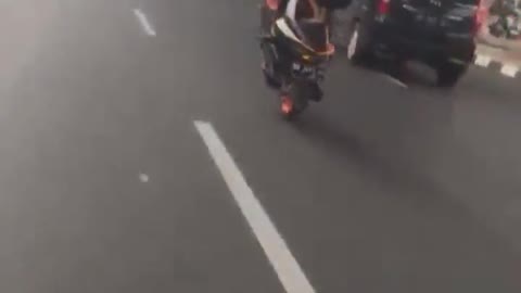 Motorcycle wheelie show off