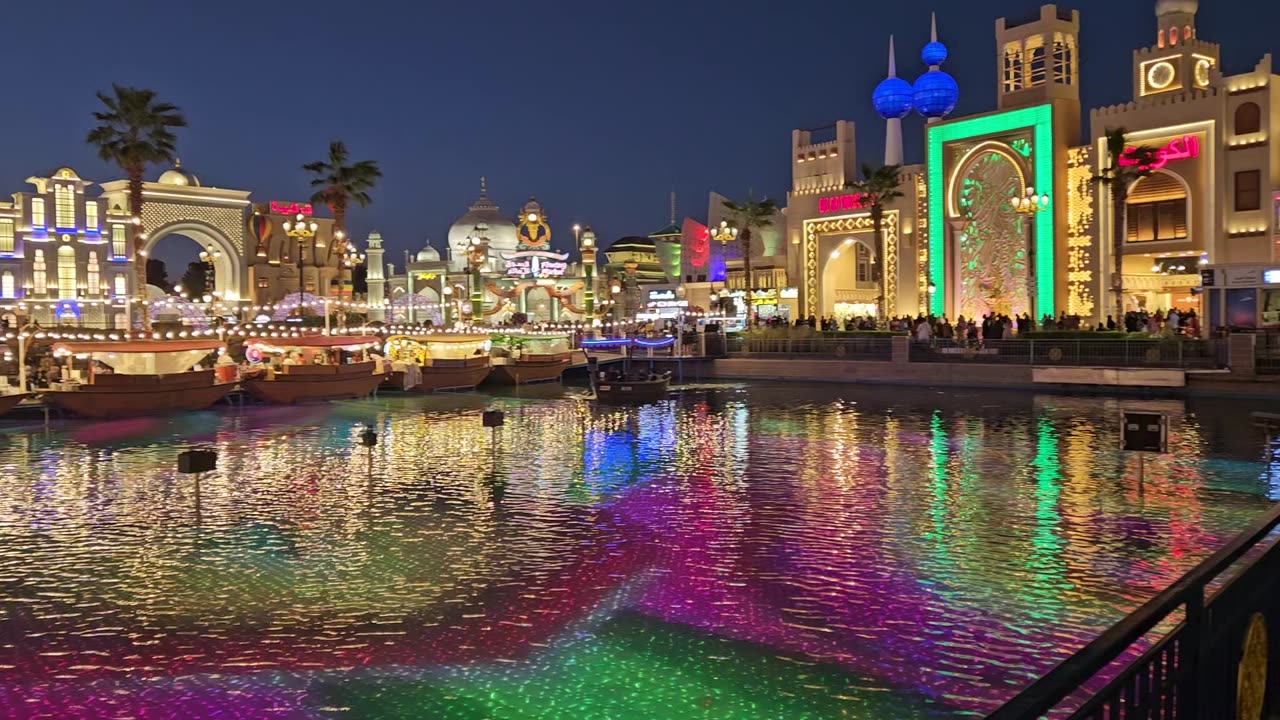 Global Village at night in Dubai