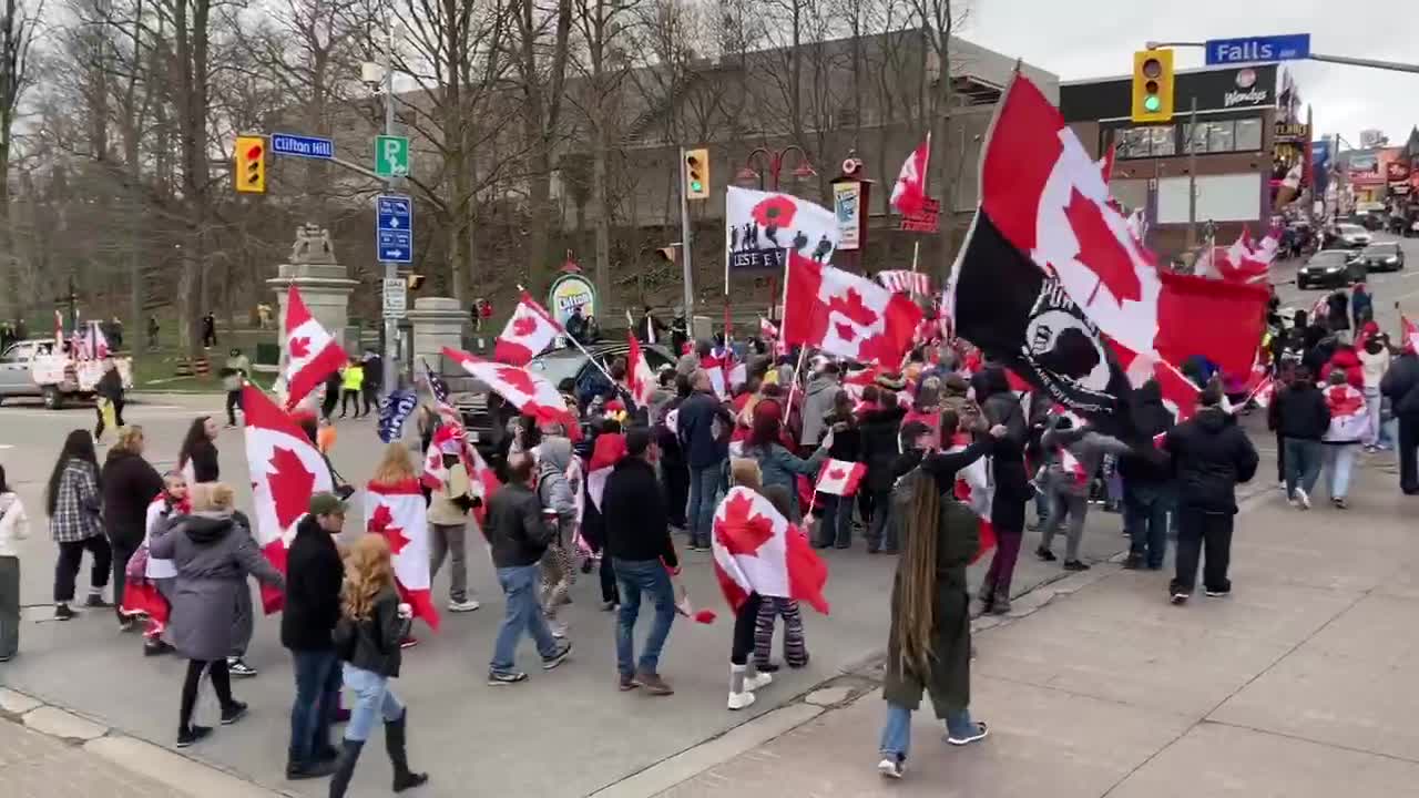 Freedom March Niagara Falls, Ontario. April 16, 2022