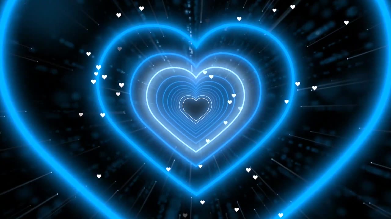 839. Animated Videođź’™Blue Heart Background Love Heart Tunnel Abstract Background Video Loop 4 Hours