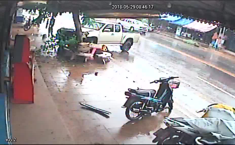 Car Sliding into Tree Captured on CCTV