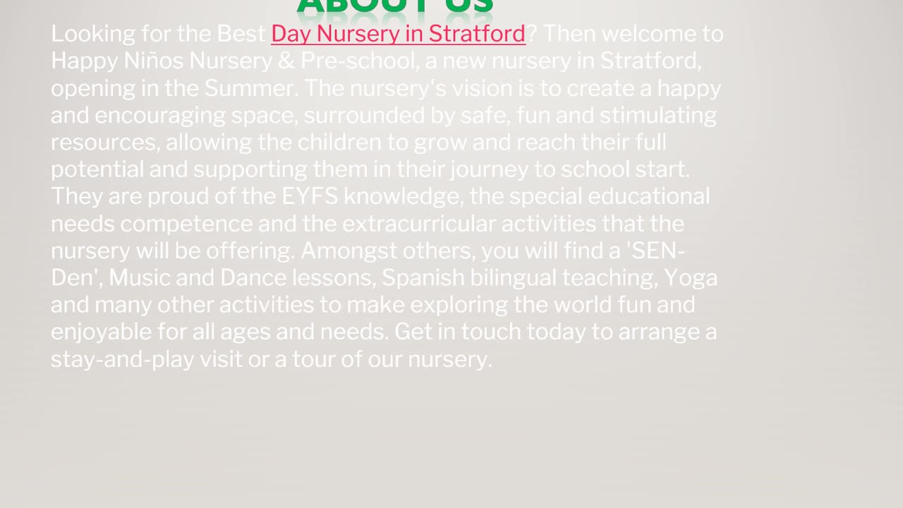 Day Nursery in Stratford