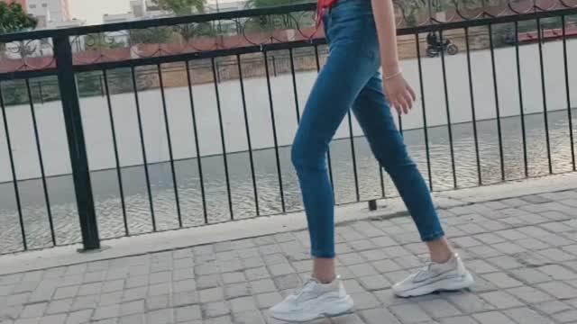 cute Girl walking slow motion video