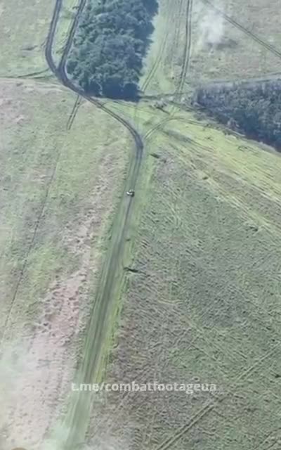 Russians drove a tank into an anti-tank mine.